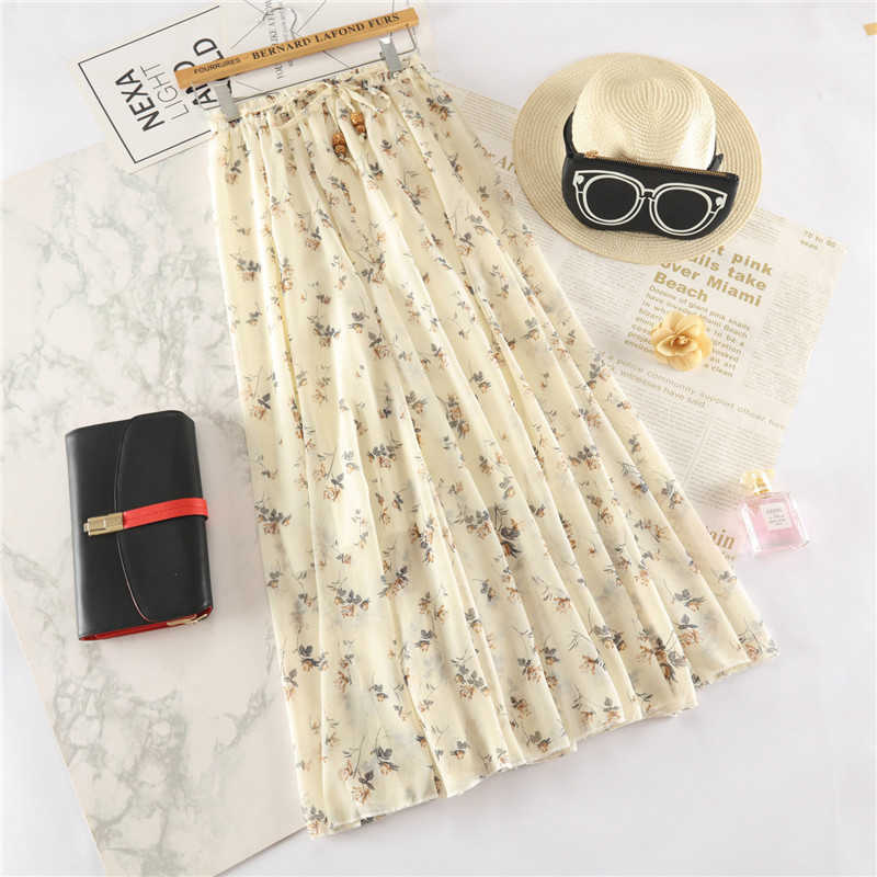 SURMIITRO Long Maxi Elegant Skirt Women Spring Summer Korean White Black Floral Print High Waist Sun School Female 210619