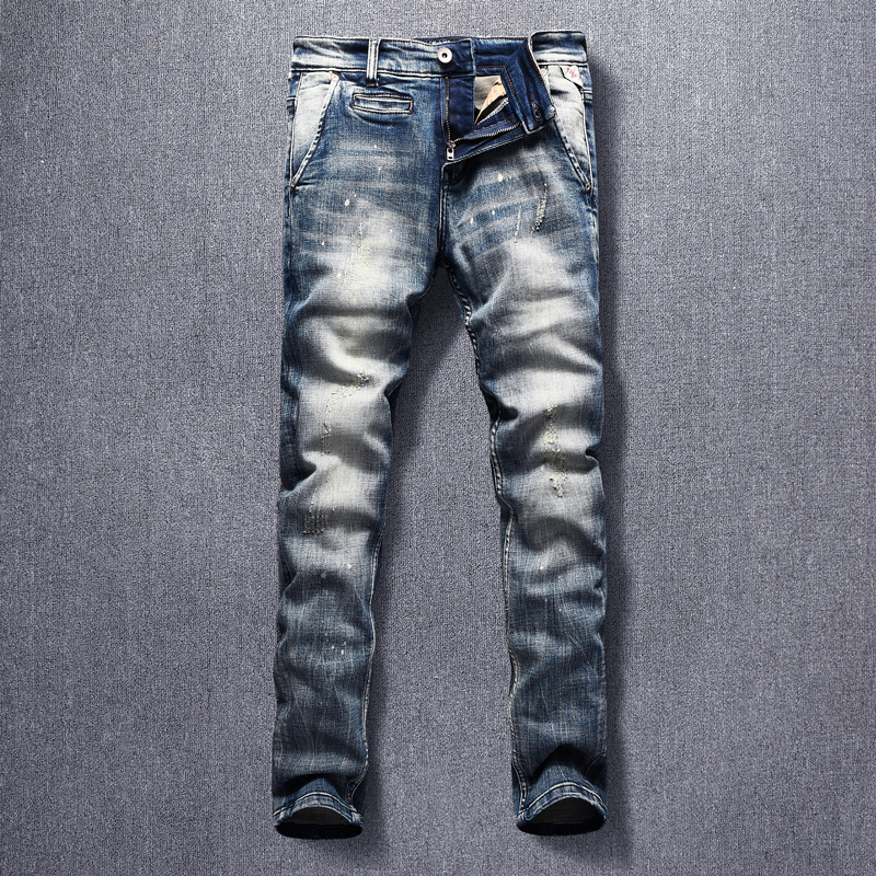 2021 New Italian Style Fashion Men Jeans High Quality Elastic Slim Fit Ripped Casual Denim Pants Retro Vintage Designer Long Trousers J6ff, Retro blue
2021 New Italian Style Fashion Men Jeans High Quality Elastic Slim Fit Ripped Casual Denim Pants Retro Vintage Designer Long Trousers J6ff, Retro blue