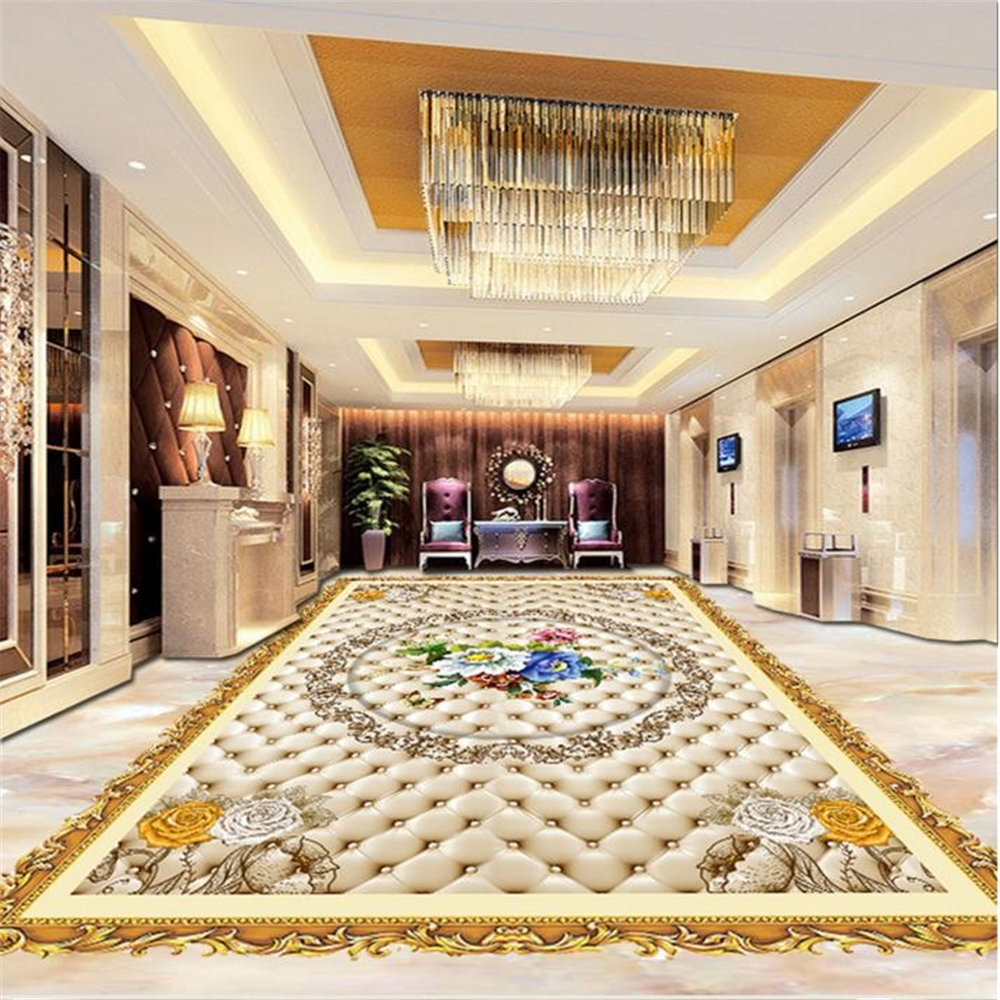 3d floor flowers pattern wallpaper 3d floor tiles waterproof wear flooring wallpaper