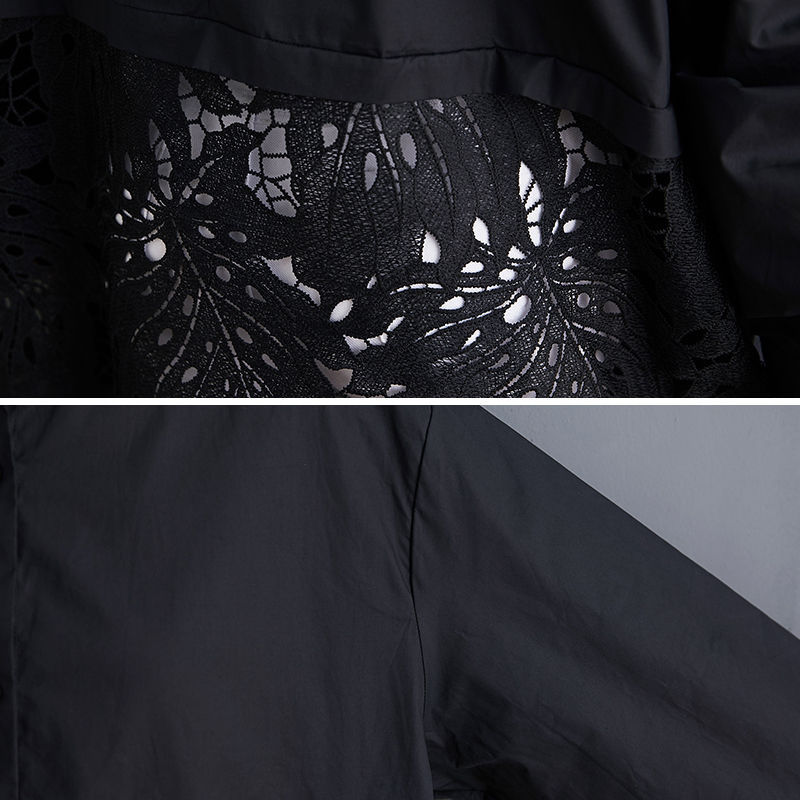 DIMANAF Plus Size Blouse Shirts Women Clothing Fashion Lace Floral Elegant Lady Tops Casual Loose Long Sleeve Button Cardigan 210225