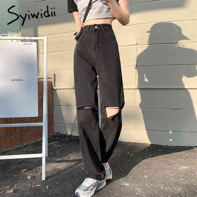 Ripped Jeans for Women High Waisted Denim Pants Full Length Straight Cotton Trousers Black Blue Vintage Streetwear 210607, Black gray
Ripped Jeans for Women High Waisted Denim Pants Full Length Straight Cotton Trousers Black Blue Vintage Streetwear 210607, Black gray