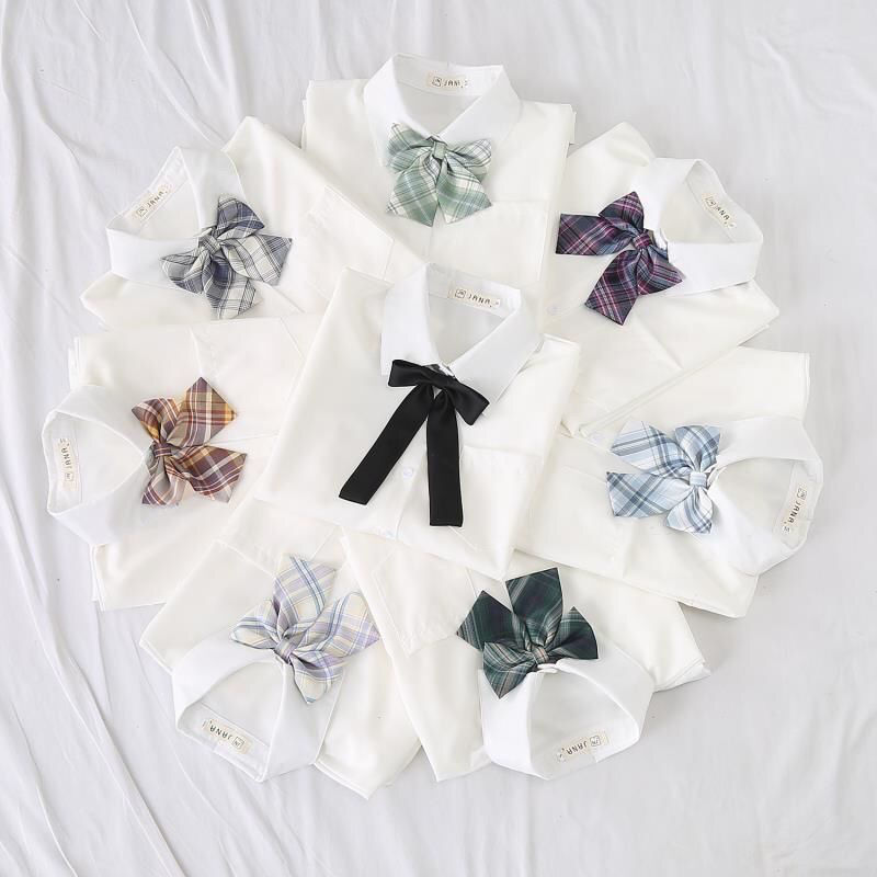 JMPRS White Women School Shirts Fashion JK Preppy Style Spring Japan Long Sleeve Girls Blouse Harajuku Necktie Ladies Tops 210225