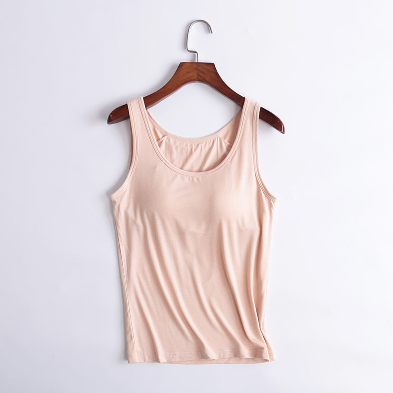 Women's Tank Tops modal Breathable Clothes Fitness Sexy summer Vest Strap Built In Bra Padded Bra Modal Tank Top Camisole 210308