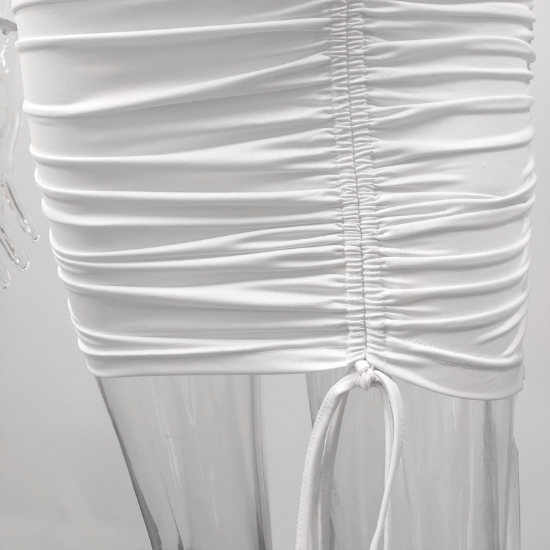 Fashionsta Sexy Criss Cross Neck With Tie Up Mini Dress Solid Hollow Out Halter Dress Party Club Dresses Summer Bodycon Vestidos 210309