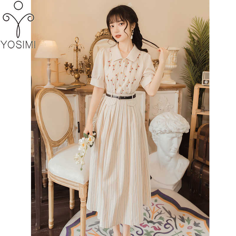 YOSIMI Two Pieces Outfit Summer Short Sleeve Embroidery Shirt Top and Striped Mid-calf Skirt Vintage 2 piece Set 210604
YOSIMI Two Pieces Outfit Summer Short Sleeve Embroidery Shirt Top and Striped Mid-calf Skirt Vintage 2 piece Set 210604