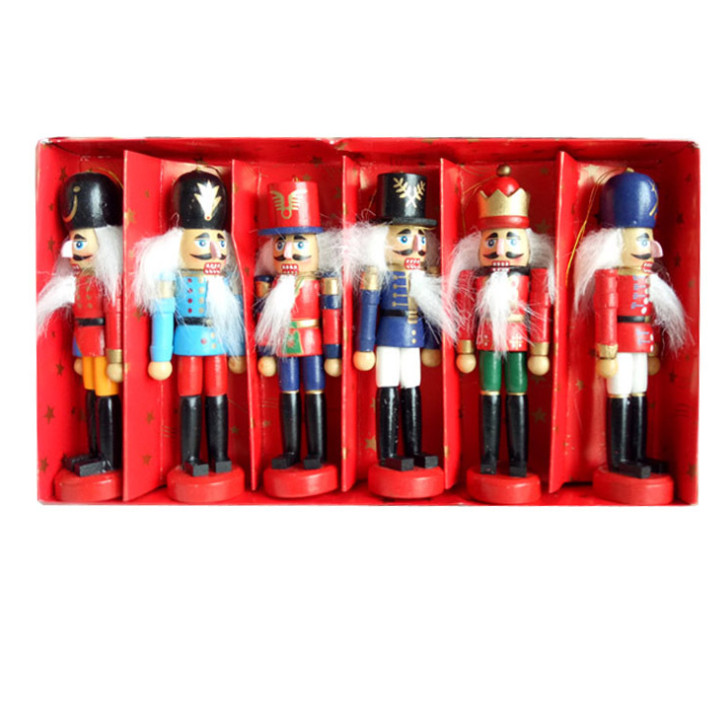 1 set of the latest model = 6 Christmas decorations, Nutcracker, Wooden Puppets, 12CM Tin Soldier Free shipping