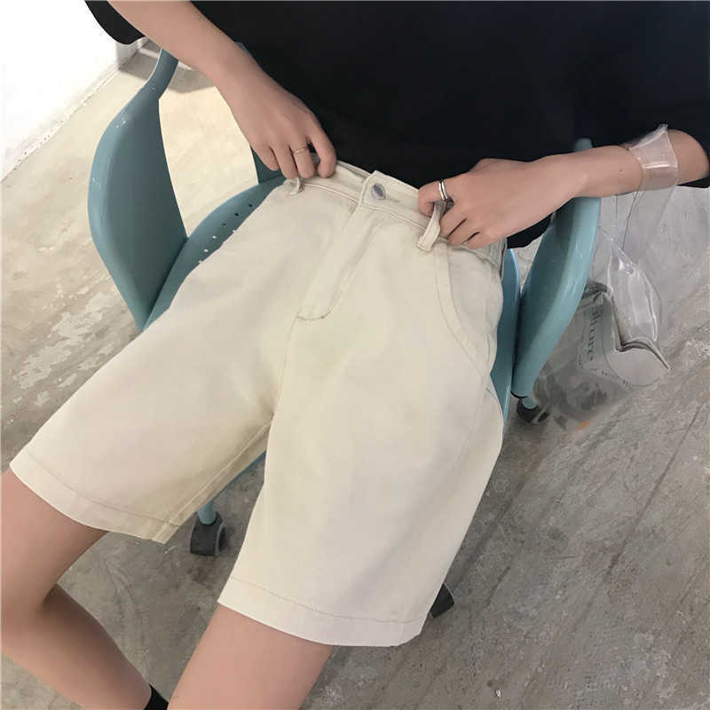 Korean casual women loose straight solid color Knee Length high waist large size short men fashion Vintage Wide Leg Pants 210608