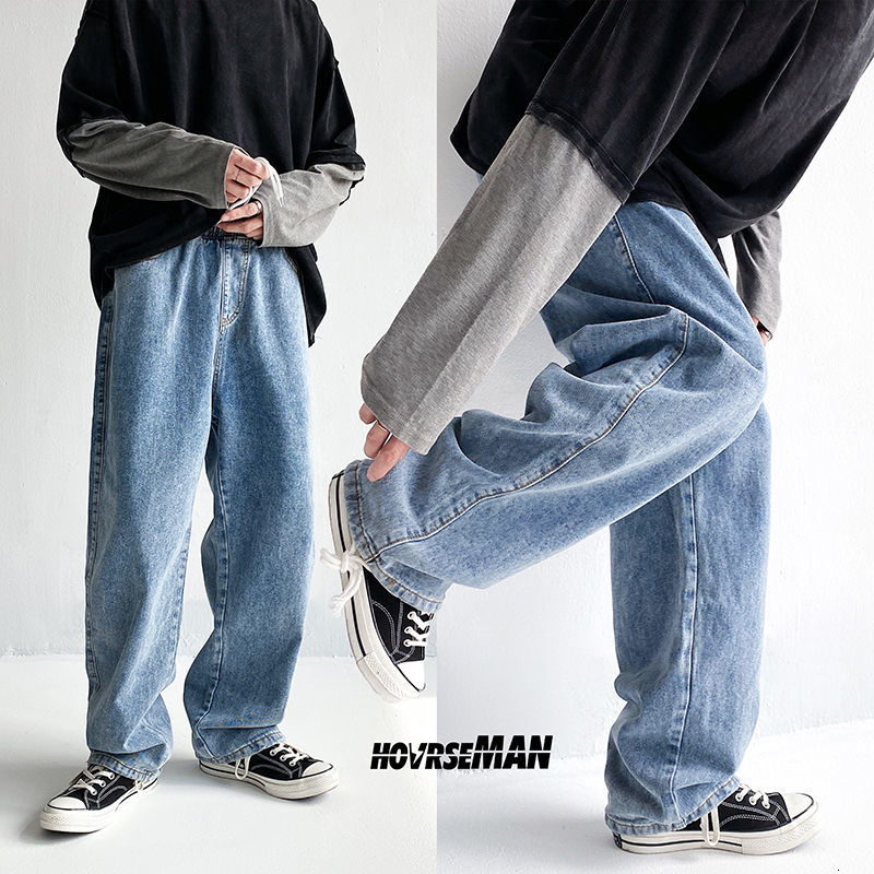 2021 New Men's Loose Straight Baggy Homme Casual Pants Cargo Pocket Wash Jeans Blue Color Cotton Biker Denim Trousers M-5xl Yhac, Light blue
2021 New Men's Loose Straight Baggy Homme Casual Pants Cargo Pocket Wash Jeans Blue Color Cotton Biker Denim Trousers M-5xl Yhac, Light blue