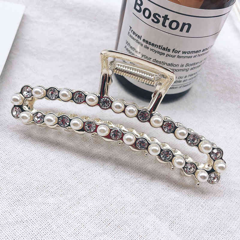 Hair Accessories Jewelry Korean Pearl Rhinestone pin Top Clip at the Back of Head Elegant Female Curling Headdress Bath Grab