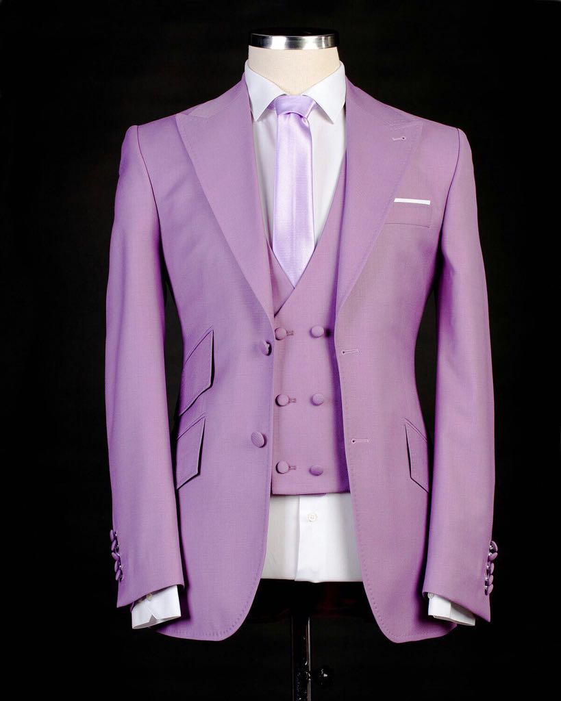Business Mens Tuxedos Purple Groom Two Button Wedding Blazer Suits Formal Prom Party Pants Coat Jacket 3 Pieces