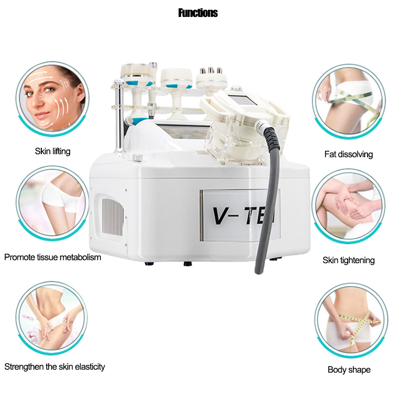 V10 ultrasonic vacuum roller massage cellulite reduction infrared laser slimming bio skin tightening rf body machine 5 handle