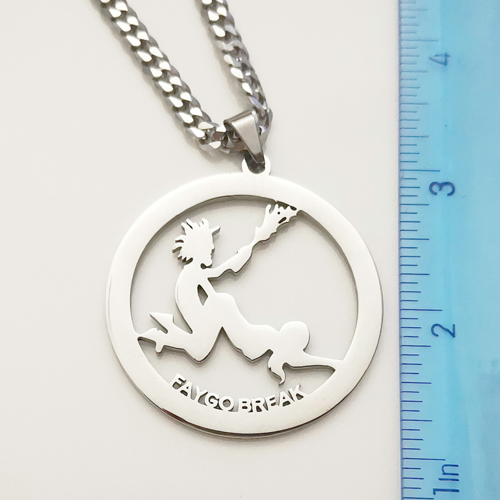 Polished Big 45mm Faygo Break Charm Silver Stainless Steel ICP Pendant Mens Necklace Curb Chain 5mm 24''
