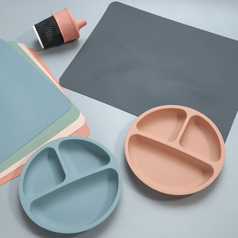 Baby Dishes Silicone Plate Tray Antislip Mini Mat Toddler Placemat Waterproof Silicone Placemat Baby Dinning Table Pads 210226