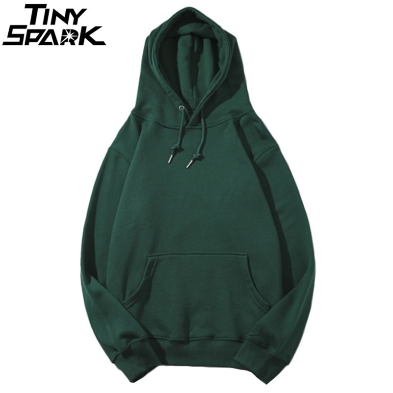 Plain Green Hoodie Sweatshirt Men Pullover Hoodies Autumn Streetwear Korean Harajuku Hooded Sweatshirt Casual Black White 201020