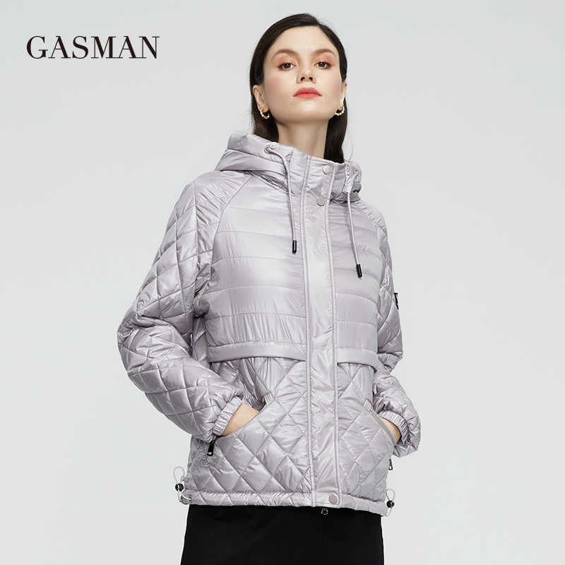 GASMAN Women's spring jacket fashion casual Short parka Thin Cotton hooded Coat women ladies jackets Warm outwear 21159 210819