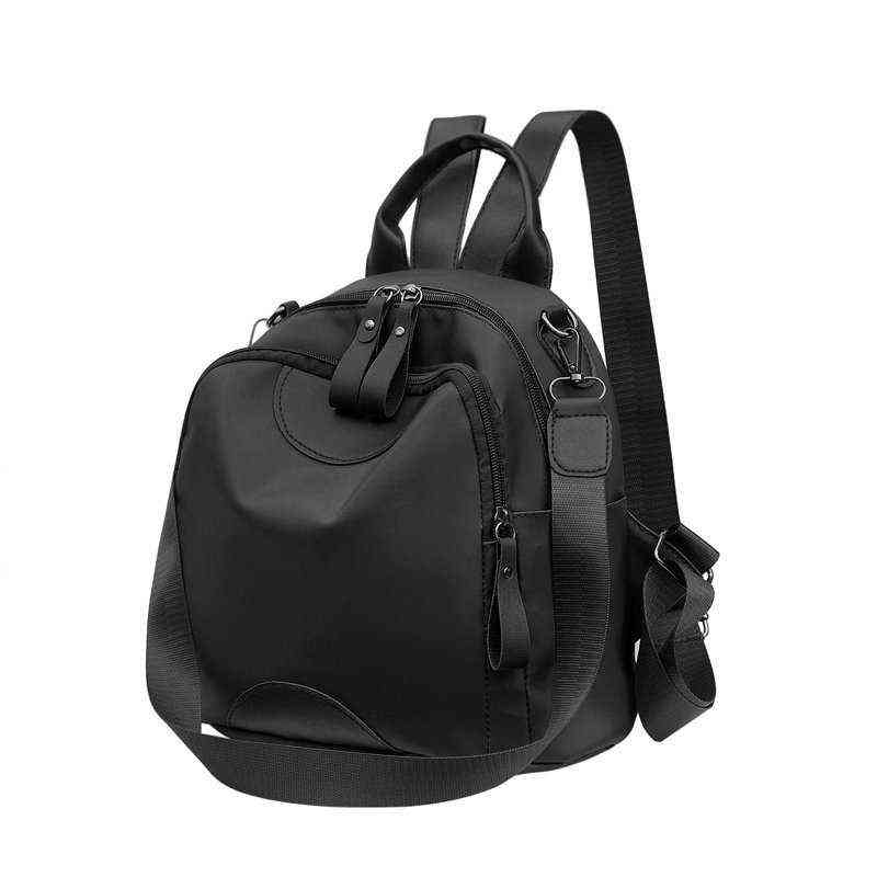 Fashion Small Backpack Women New Oxford Cloth Collocation PU Leather Solid Color Simple Casual Ladies Bagpack Mochila Sac dos Y1105