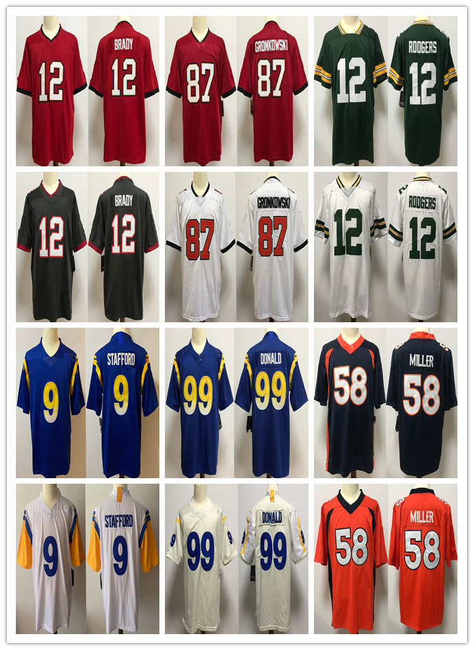 Men Women Youth 12 Aaron Rodgers 12 Tom Brady 87 Rob Gronkowski 99 Aaron Donald 9 Matthew Stafford 58 Von Miller Football Jersey, Colour
Men Women Youth 12 Aaron Rodgers 12 Tom Brady 87 Rob Gronkowski 99 Aaron Donald 9 Matthew Stafford 58 Von Miller Football Jersey, Colour