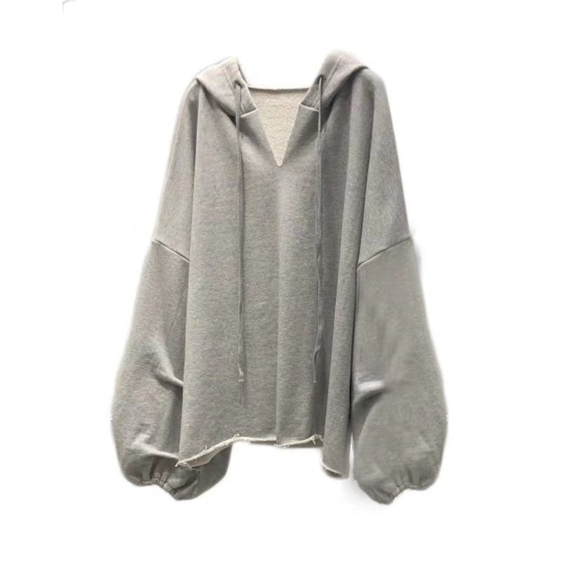Harajuku Lantern Sleeve Hooded Sweatshirt Korean Style Women Oversized Thin Pullover Hoodies 201112
