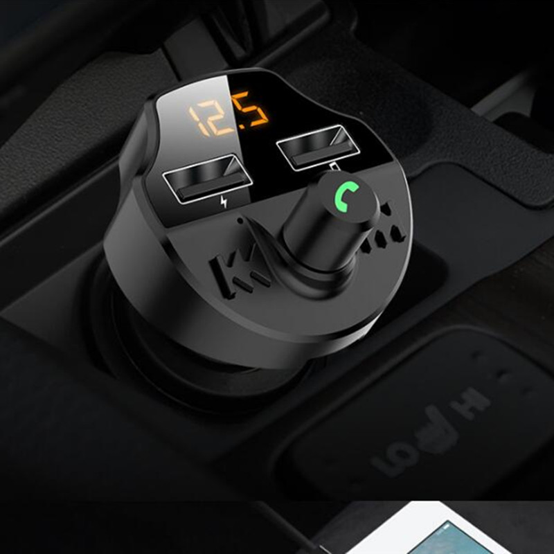 Car Adapter USB Charger Bluetooth Kit Wireless FM Transmitter MP3 Music Player Multifunction Mobile Phone Quick Charge Handsfree Calling Support TF Ca