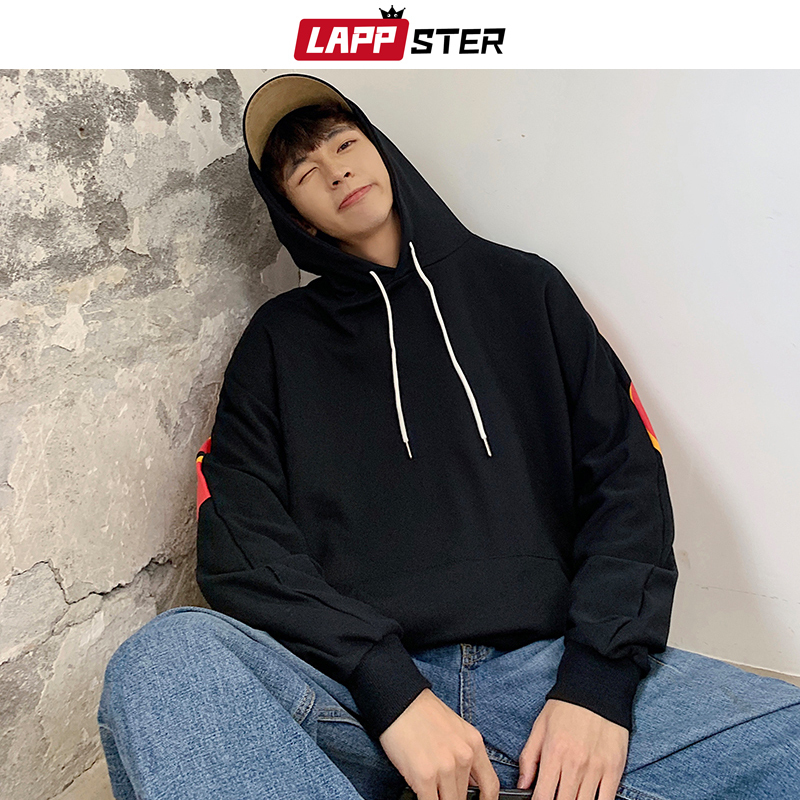 LAPPSTER Men Japanese Streetwear Hip Hop Hoodies Autumn Korean Oversized Sweatshirts Hooded Hoodies Patchwork Clothing 5XL 201127