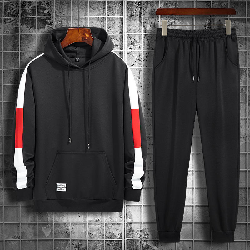 Autumn Pullover Hoodies Sweatshirts Pants Sets Men's Sportswear Casual 2 Pieces Tracksuit Men Patchwork Track Suits Streetwear 201210