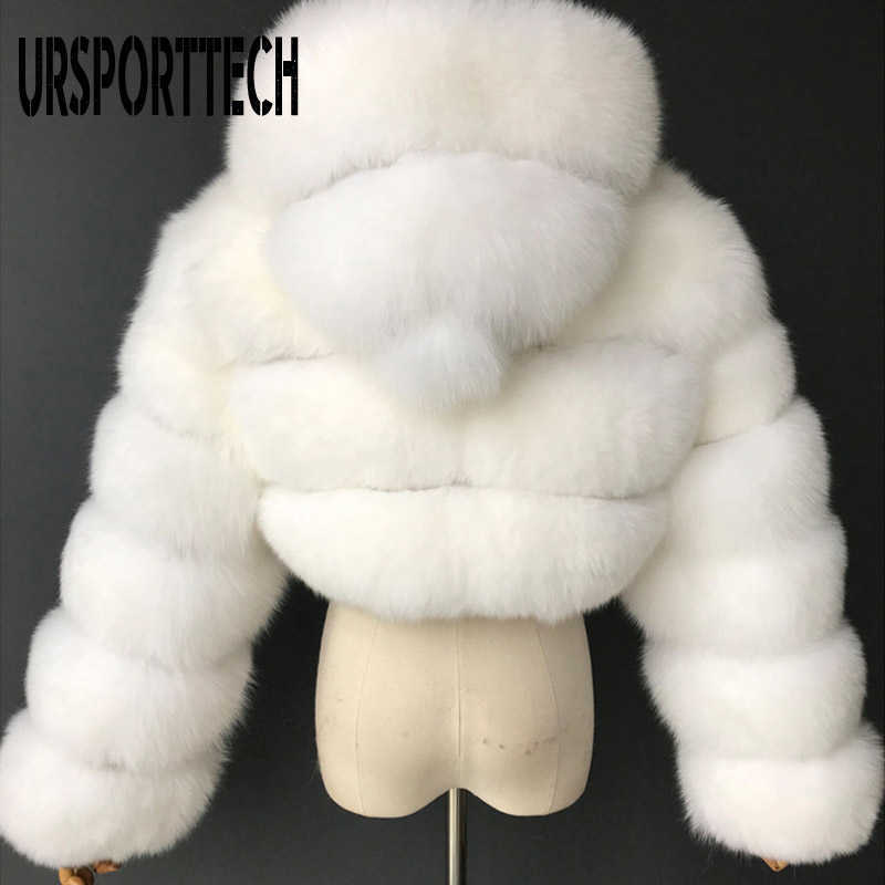 Winte Faux Fur Coats Women Jackets High Quality Cropped Furry Warm Winter Fur Jacket Hooded Manteau Femme Oversize Outerwear 210528