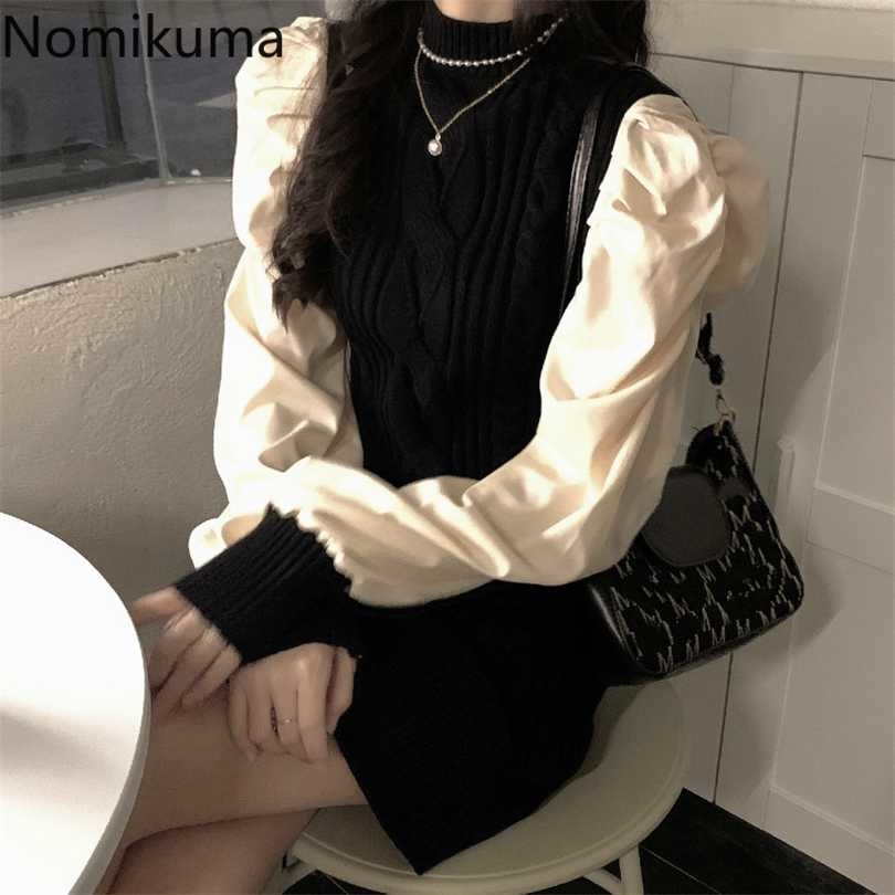 Nomikuma Lantern Long Sleeve Patchwork Knitted Twisted Dresses Korean Slim Women Half Turtleneck Sweater Dress 6D803 211110
Nomikuma Lantern Long Sleeve Patchwork Knitted Twisted Dresses Korean Slim Women Half Turtleneck Sweater Dress 6D803 211110
