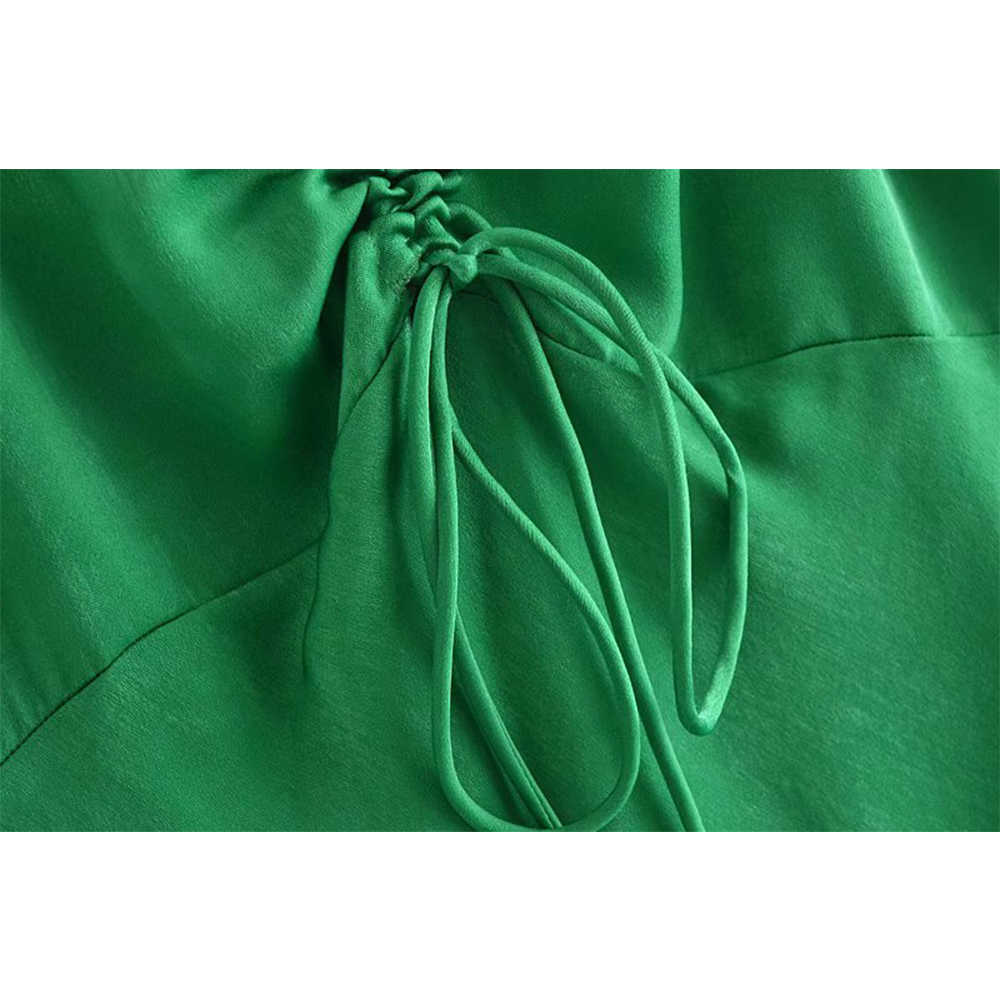 Summer Women Sling Dress elegant Chic lady Casual Fashion Woman Green Short Corset Lace Up dress 210709