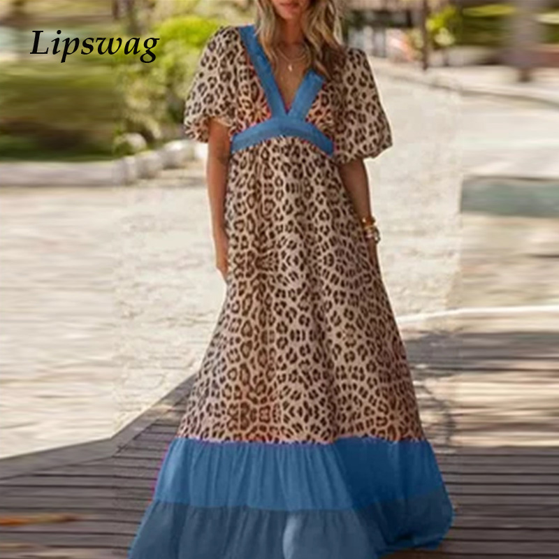 summer casual leopard print loose long dress deep v neck beach party dresses elegant women short sleeve maxi dress vestidoshigh quality, Black;gray
summer casual leopard print loose long dress deep v neck beach party dresses elegant women short sleeve maxi dress vestidoshigh quality, Black;gray