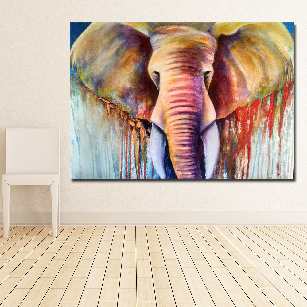 SELFLESSLY Abstract Fine Art Elephant Wall Art Print Canvas Painting Decoration For Living Room Decor Animal Picture Unframed
