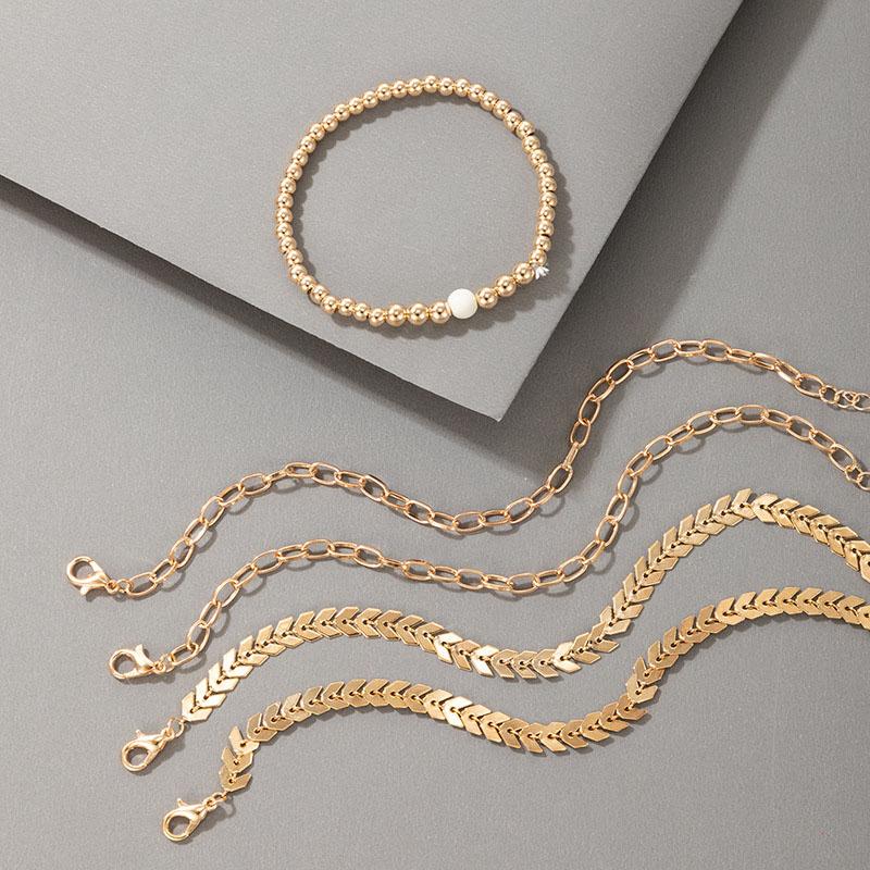 Charm Bracelets 5 Pcs/Set Gold Snake Chain Set For Women Multiple Stackable Wrap Braclets Basic Hand Jewelry Bracelet
