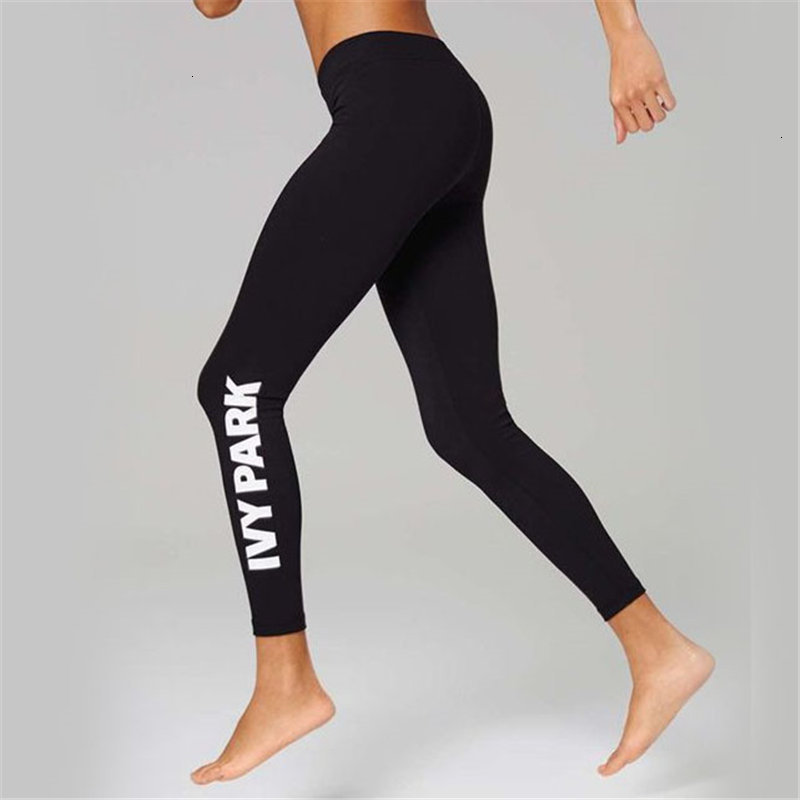 print PARK new IVY hot letters ladies Beyonce breathable stretch long pant skinny leggings womens sport joggers XHMIYW, Black