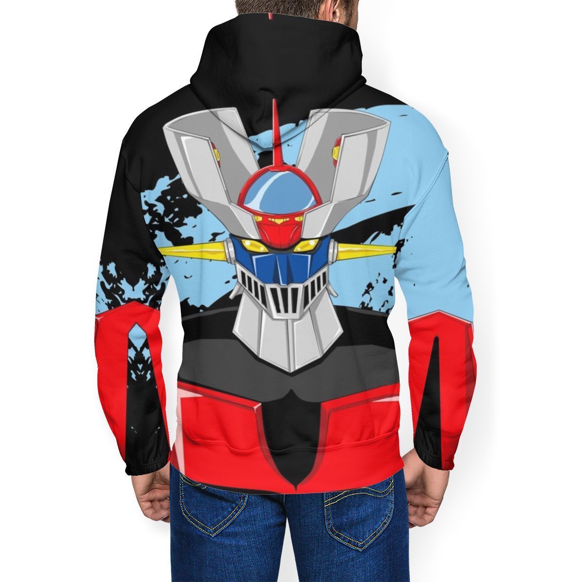 Mazinger Hoodie Mazinger Z Hoodies Oversize Black Pullover Hoodie Loose Polyester Long Length Autumn Hoodies 201020