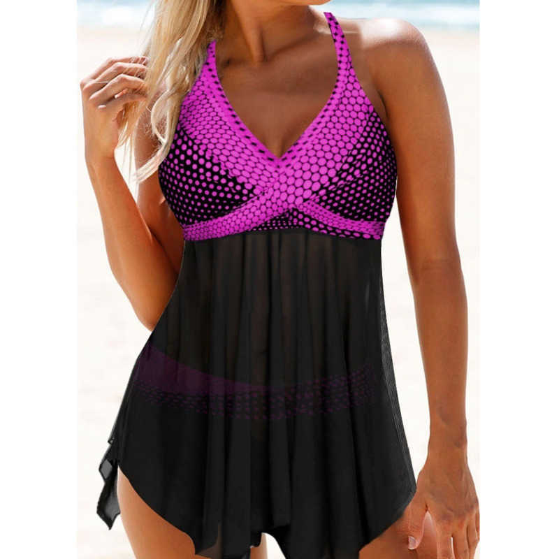 Swimwear Sexy suit Women Plus Size Tankini Sets Vintage Beach Wear Bathing Suits Female Skirt Halter Suit 210611