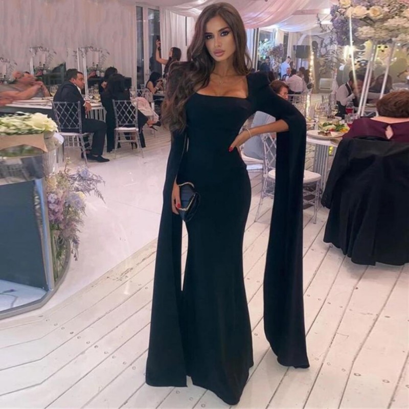 Modern Black Mermaid Prom Dresses Bridal Long Sleeves Evening Dress Formal Night Party Gowns Dubai Vestidos De Fiesta robe de soiree 2022