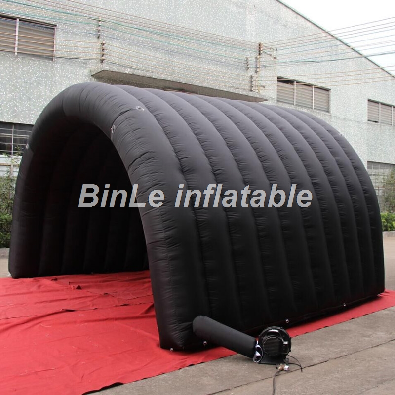 custom made multifunctional giant black inflatable tunnel tent entrance stage cover marquee canopy for events