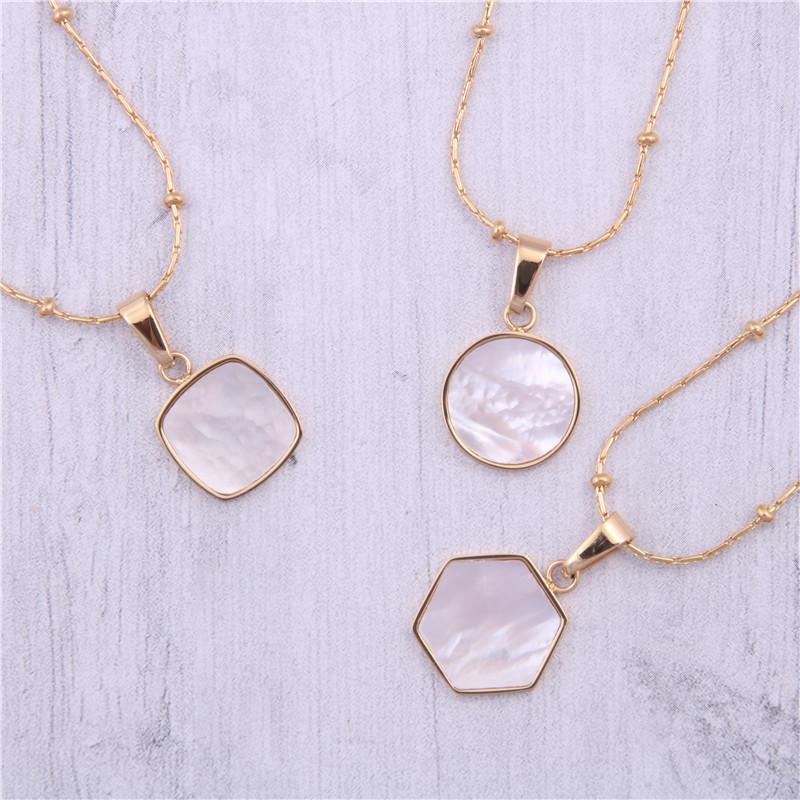 Pendant Necklaces Cold Wind Gradient Shell Necklace Lady Titanium Steel Plated Hexagonal Round Square Short Collar Bone Chain Jewelry
Pendant Necklaces Cold Wind Gradient Shell Necklace Lady Titanium Steel Plated Hexagonal Round Square Short Collar Bone Chain Jewelry