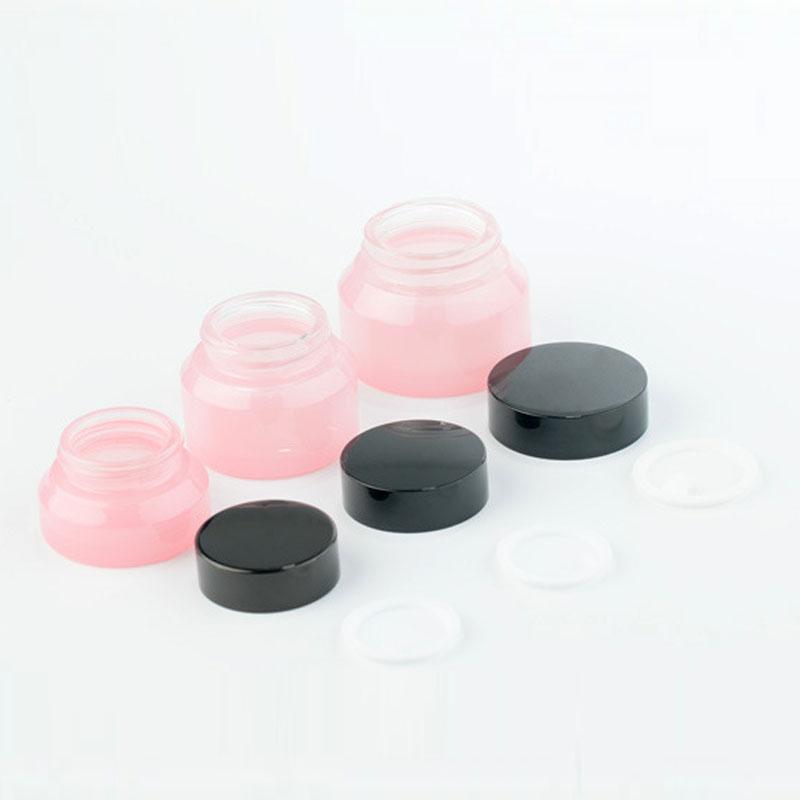 1PCS 15g/30g/50g Empty Pink Glass Cosmetic Facial Cream Bottles Lip Container Jar Sample Vials Travel Amber Makeup Pots