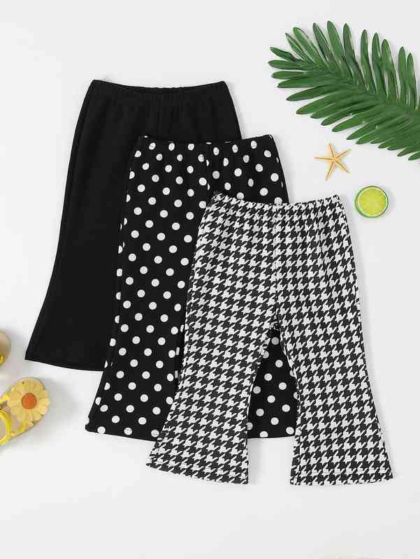 Baby 3pcs Polka Dot & Houndstooth Flare Leg Pants SHE