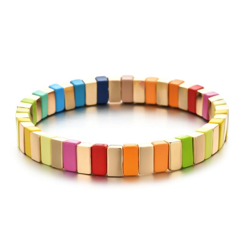 Charm Bracelets ZMZY Women Rainbow Fashion Handmade Enamel Bracelet Tile Beaded Jewelry Pulsera Stackable Geometric Bangle Factory
Charm Bracelets ZMZY Women Rainbow Fashion Handmade Enamel Bracelet Tile Beaded Jewelry Pulsera Stackable Geometric Bangle Factory