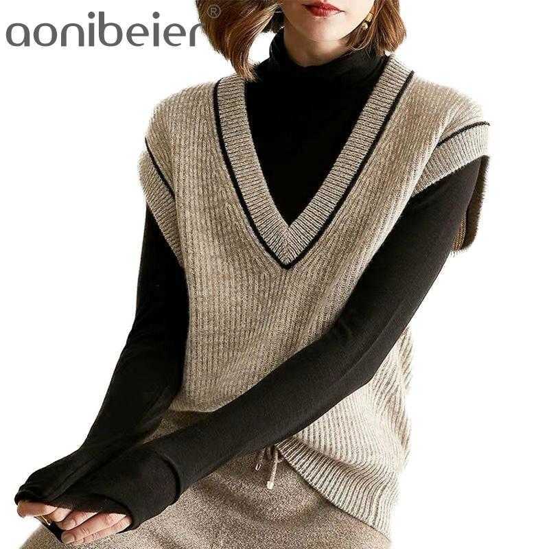 Striped Women Sleeveless Sweaters Spring Winter Loose Knitted Jumpers Deep V-Neck Vest Female Waistcoat Pullovers 210604, Beige
Striped Women Sleeveless Sweaters Spring Winter Loose Knitted Jumpers Deep V-Neck Vest Female Waistcoat Pullovers 210604, Beige
