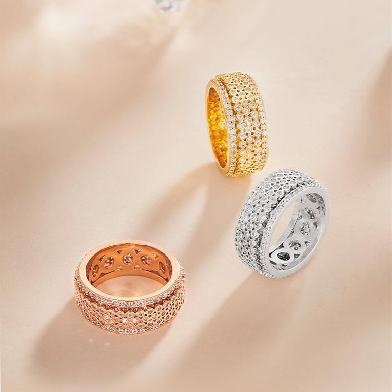 Cluster Rings 2021 Double Layer Full Diamond Rotating Ring 3 Colors Optional Gold-plated Transfer Jewelry Couple
Cluster Rings 2021 Double Layer Full Diamond Rotating Ring 3 Colors Optional Gold-plated Transfer Jewelry Couple