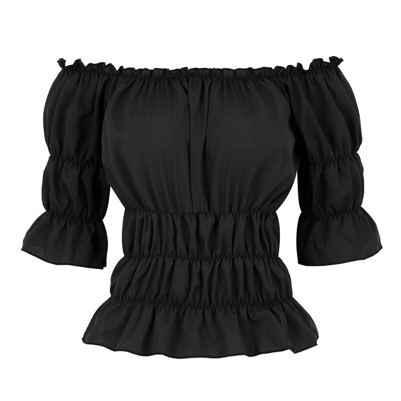 Gothic Blouse Women Off-shoulder Top Slim-fit Shirt Steampunk Girls Medieval Victorian Cosplay Shirt Fashion Pirate Costume