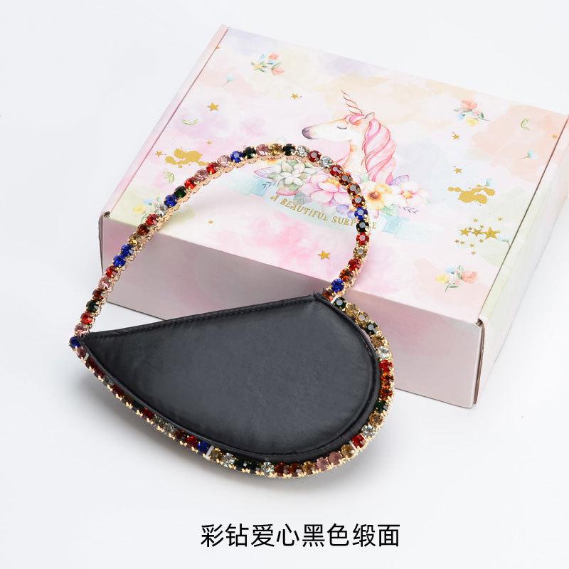 Cross Body Women INS Diamond Circular Evening Bag Round Handle Rhinestone Dinner Clutch Purse Ladies Half Moon Handbag