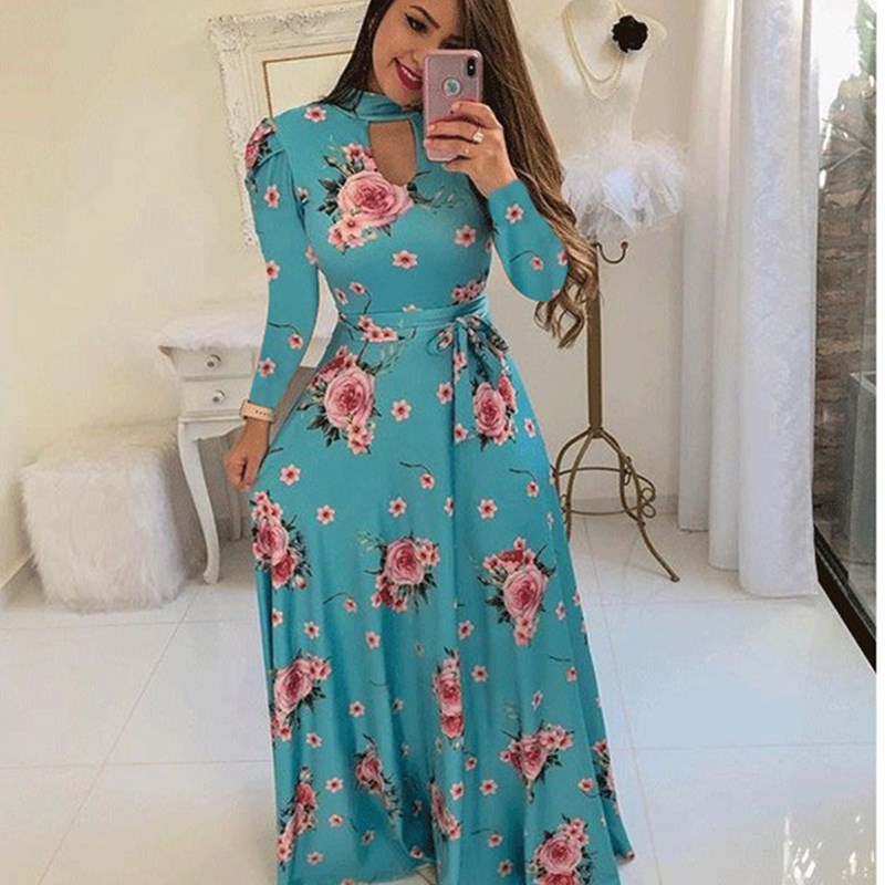 Oufisun Fashion Women's Plus Size Dress Long Sleeve Hollow Out Bandage Elegant Women Party Dress Boho Lady Dresses Vestidos 210309