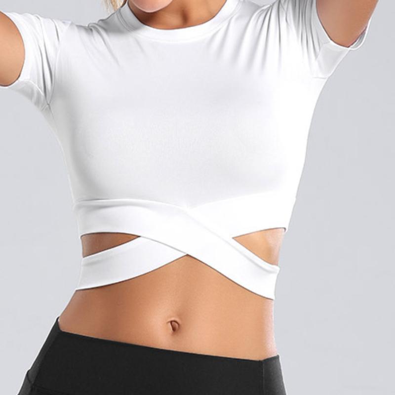 Yoga Outfit Tight Sports T-Shirt Women Summer Solid Color Fashion Cross Crop Tops Breathable Quick Dry Fitness Running Workout, Dark gray
Yoga Outfit Tight Sports T-Shirt Women Summer Solid Color Fashion Cross Crop Tops Breathable Quick Dry Fitness Running Workout, Dark gray