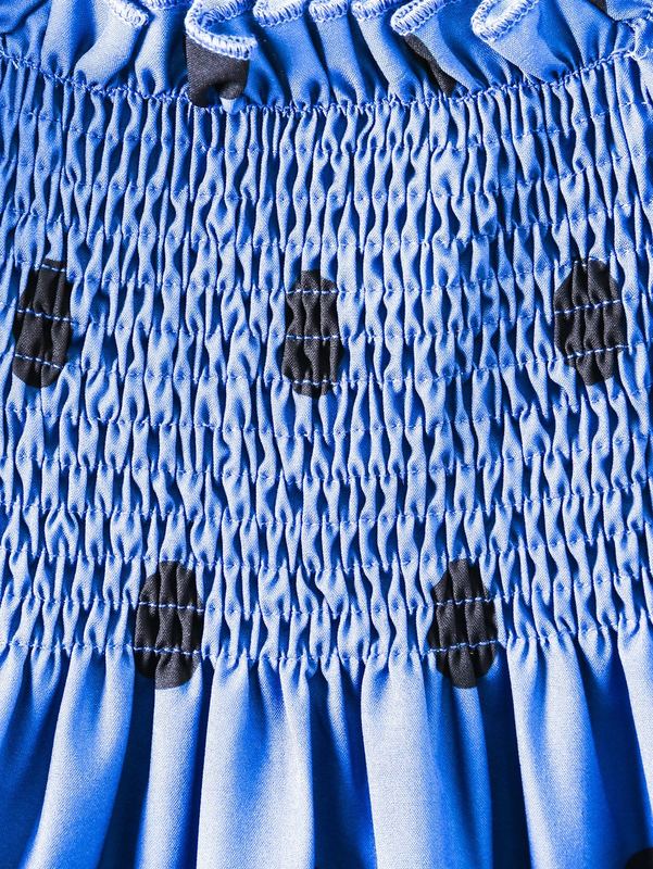 Toddler Girls Polka Dot Puff Sleeve Shirred Frilled Dress SHE