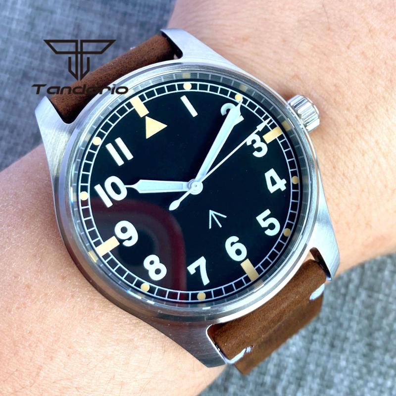 Wristwatches Tandorio 20Bar Waterproof 39mm NH35A Automatic Men's Watch Sapphire Glass Green Lume Dial Brushed Case Leather Strap Pin Clasp, Strap 2
Wristwatches Tandorio 20Bar Waterproof 39mm NH35A Automatic Men's Watch Sapphire Glass Green Lume Dial Brushed Case Leather Strap Pin Clasp, Strap 2