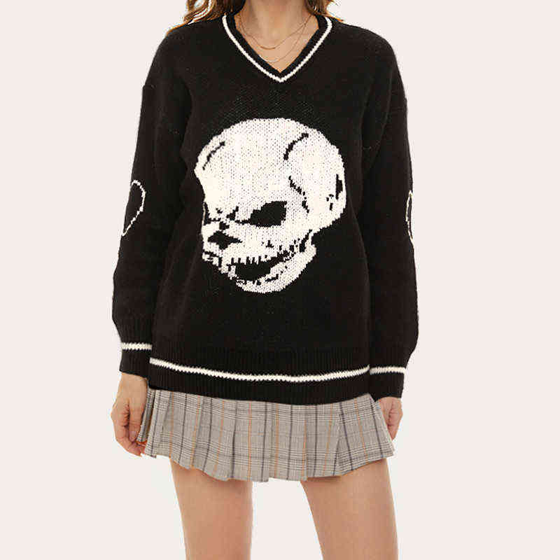 Women' V-neck Vest Skull Printed Sweater Loose Casual Knitted Comfortable Tops Street Retro Autumn Winter Jackets 211109, 8160-b-green
Women' V-neck Vest Skull Printed Sweater Loose Casual Knitted Comfortable Tops Street Retro Autumn Winter Jackets 211109, 8160-b-green