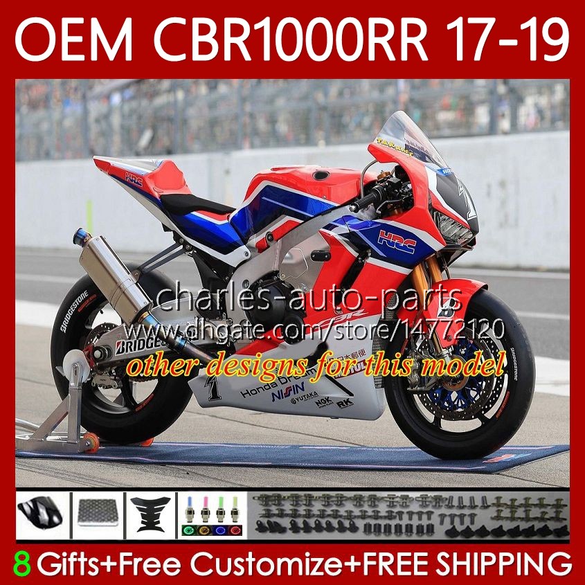 Bodywork +Tank For HONDA OEM CBR1000 CBR 1000 RR CC 1000CC CBR1000RR White blue red 17 18 19 Body 75No.60 CBR 1000RR 2017 2018 2019 CBR1000CC 17-19 In
